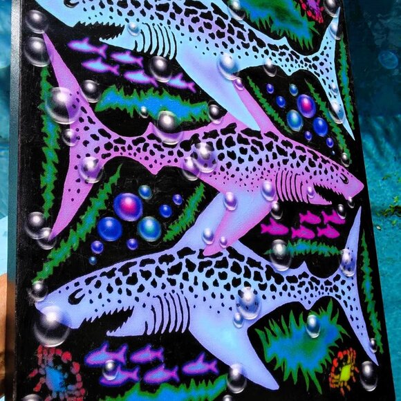 Sharks Bubbles Digital Mixed Media on Canvas Wrap - Picture 9 of 13